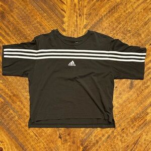 Adidas Black Tshirt with Signature Stripes